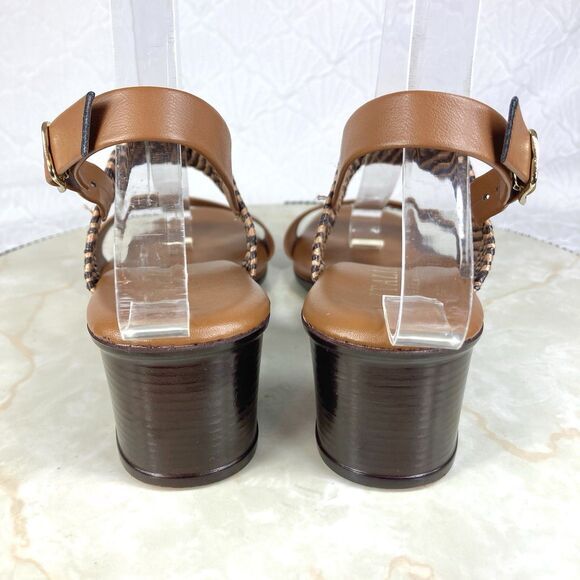 Italian Shoemakers Ankle Strap Heels Sz 7 Brown Low Block Heeled Dressy Sandals - Picture 8 of 12